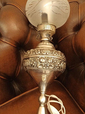 Silver table lamp handmade, like new, 53 cm height