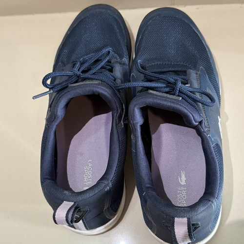 Lacoste women's navy athletic shoes size 41 like new with white sole
