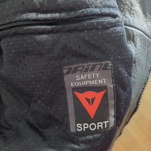 Dainese leather jacket used, black with red, size 50