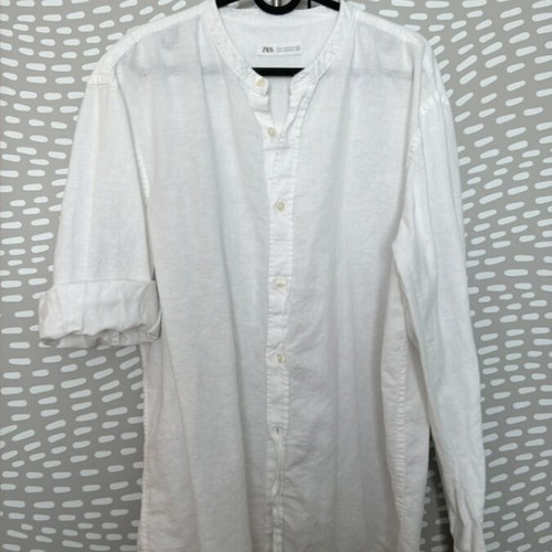 Zara men's linen shirt XL like new, white
