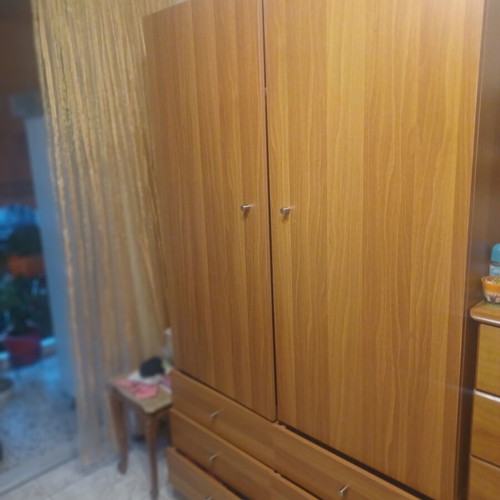 Clothing wardrobe new, 2 doors, 6 drawers, walnut color