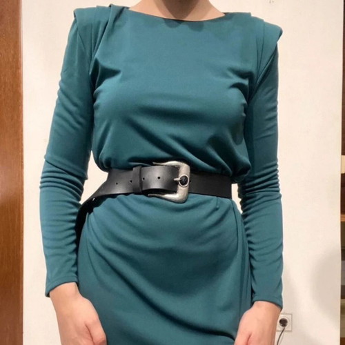 Turquoise dress with shoulder pads like new, size M