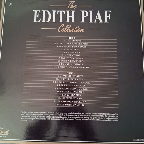 Edith Piaf 20 Golden Greats vinyl record used, jazz