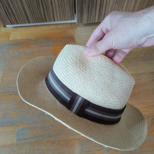 Men's hat, beige and brown, XXL