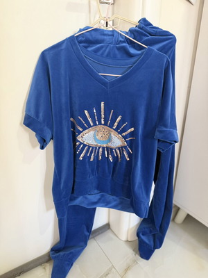 Σετ βελουτέ μάτι σαν καινούργιο, one size, μπλε