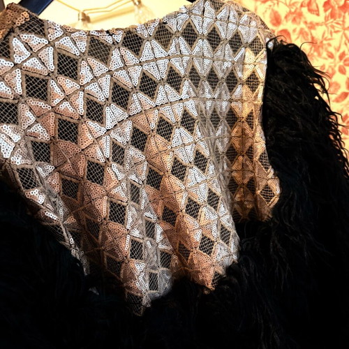 Boho Fur Jacket Nidodileda like new, one size, black and silver