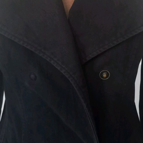 Benetton coat used black XS 98% cotton 2% elastane