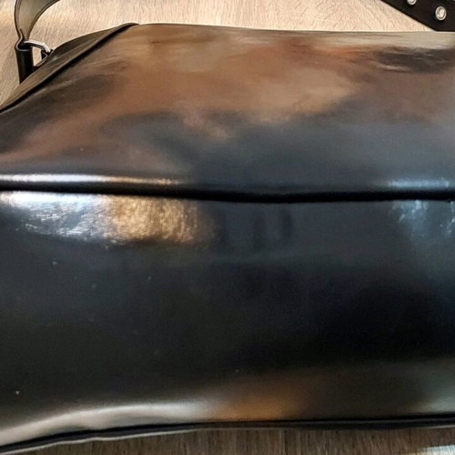 H&M shoulder bag black medium size shiny leatherette like new