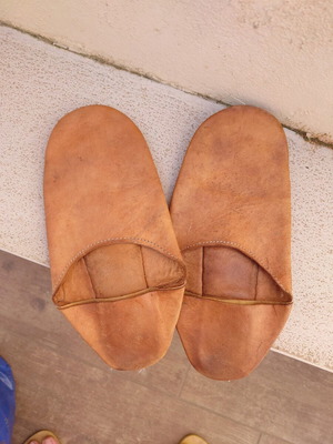 Leather handmade espadrilles-sandals used, size 40/40.5, light brown