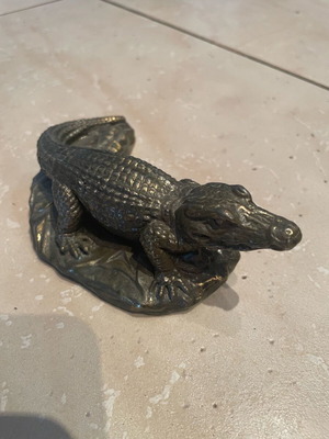Crocodile figurine used, metal alloy for desk
