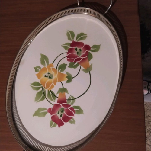 Porcelain serving tray used, antique over 100 years old
