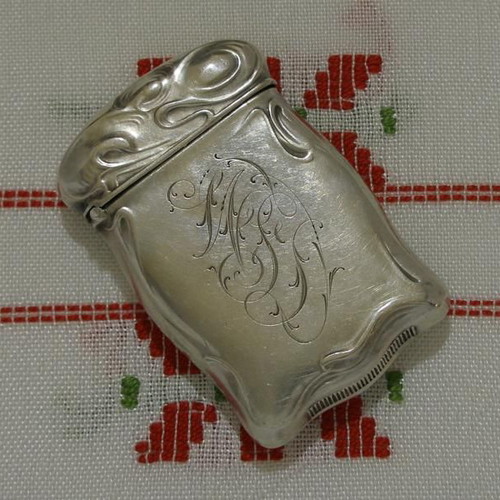 Silver match case with monogram 19th century used, 925 silver