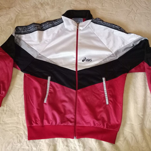 Asics 90's jacket like new, white and red, size M
