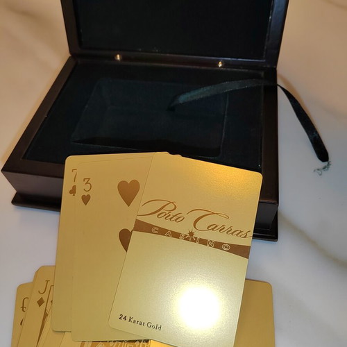 Collectible 24K Gold Playing Cards Casino Porto Carras used with Wooden Case