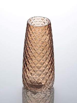 Decorative glass vase Caramel new, embossed diamonds Ø10x21cm