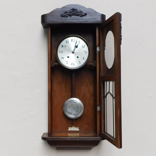 Wooden German Art Deco wall clock in excellent condition