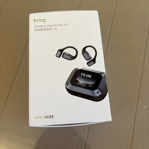 HTC NE25 wireless earphones with smart touchscreen case and AI translation