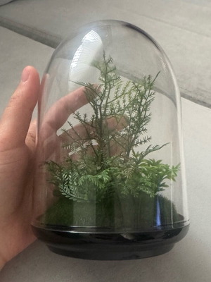 Glass terrarium IKEA with artificial plant like new