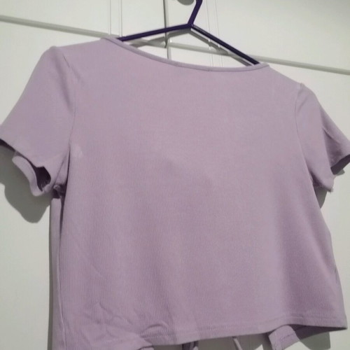 Zaful short lilac cardigan size S like new with ribbed ties