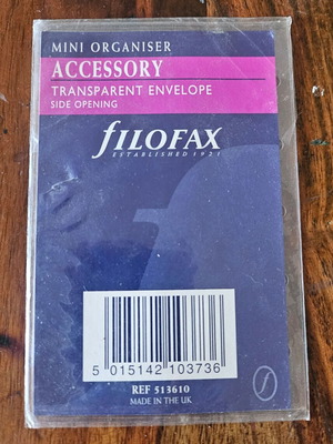 Filofax plastic envelope for mini organiser new