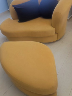 Two-seater sofa with stool set like new