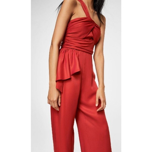 Mango red one-shoulder jumpsuit, size S
