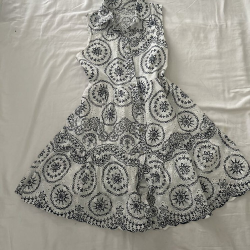White eyelet embroidered cotton dress, fits small to medium