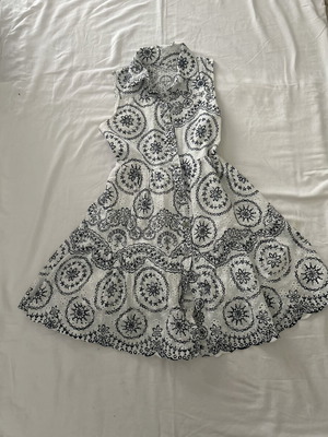 White eyelet embroidered cotton dress, fits small to medium