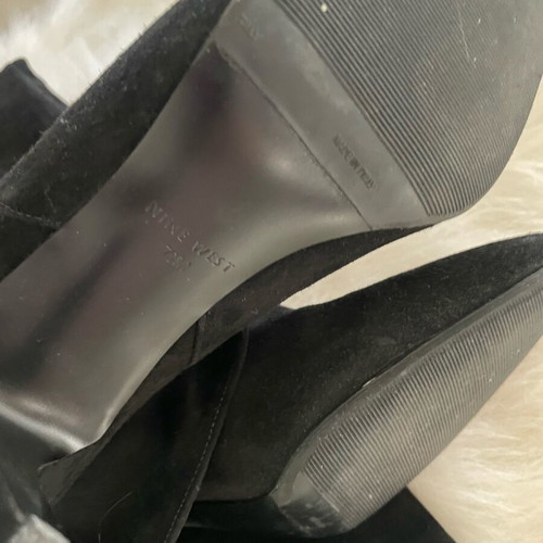 Nine West black suede high boots like new, size 37.5-38