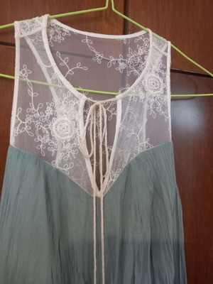 Moutaki long dress mint color lace size S/M like new
