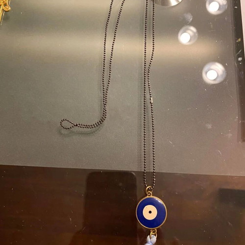 Evil Eye Necklace with Black Chain like new