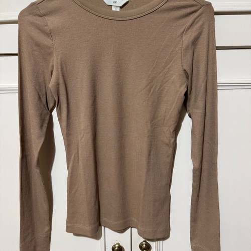 H&M Ribbed Beige Blouse New, Size S