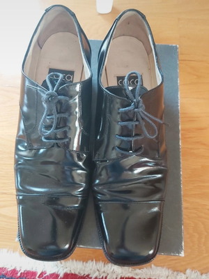 Oxford women's leather shoes with laces Coca used, black, size 38.5