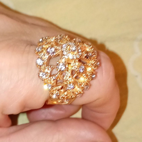Flower Wonder ring new, gold plated with sparkling zirconia