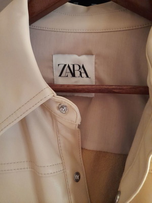 Γυναικείο πανωφόρι ZARA από δερματίνη εκρού μπεζ σαν καινούργιο