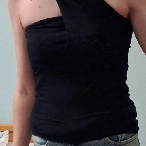 Black one-shoulder top Rouhomania size S