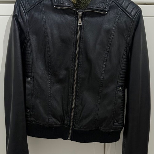 Attrattivo leather jacket used, size Small, black with green lining