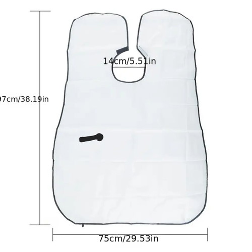 Shaving apron new, for beard trimming and grooming, white and black