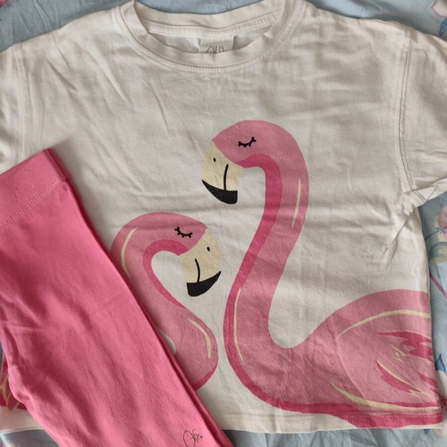 Zara summer clothes set for girl used, age 5-6, white and pink