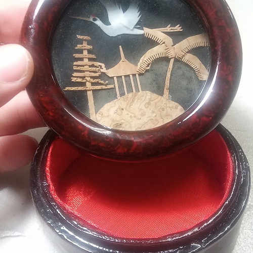 Handmade jewelry box with bird of paradise diorama, like new