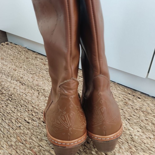 Kalogirou vintage leather boots used, brown beige, size 38