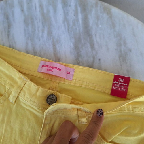 Yellow Pink Woman pants small new for spring and summer