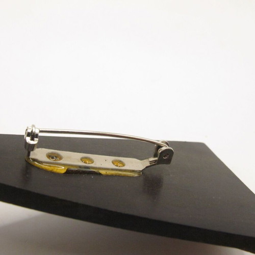 Vintage Art Deco style brooch from the 70s, like new, wood