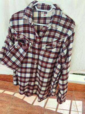 Levi's women's long sleeve shirt, white and red plaid