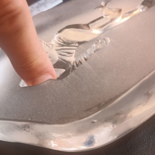 Bergdala Glasbruk Vintage Crystal Paperweight Ice Speed Skater