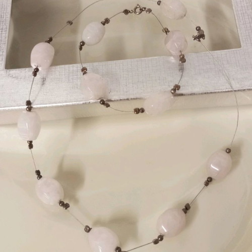 Silver set 925 pink quartz like new
