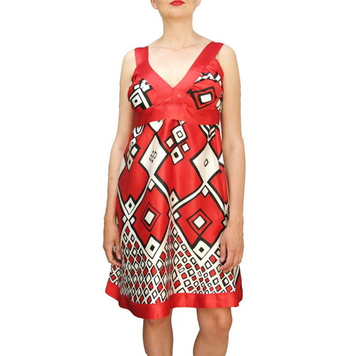 Midi Satin Dress like new, red and white, size M