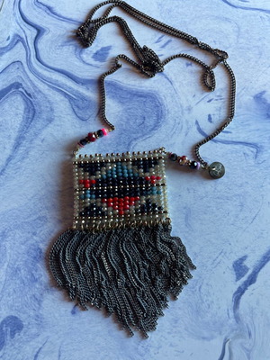Handmade vintage necklace like new, multicolored