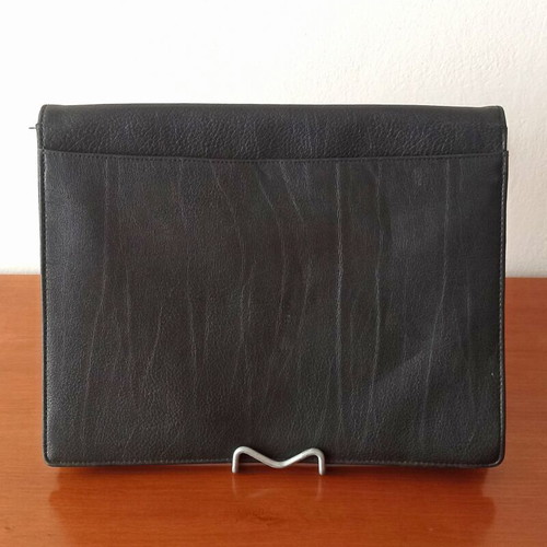 Vintage black briefcase used, 35 x 28 cm portfolio