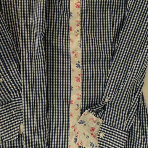 Oxford Company women's shirt size 42 like new, blue checkered with floral details